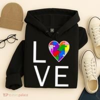 Love Autism Heart Puzzle Pieces Hoodie thumb 4