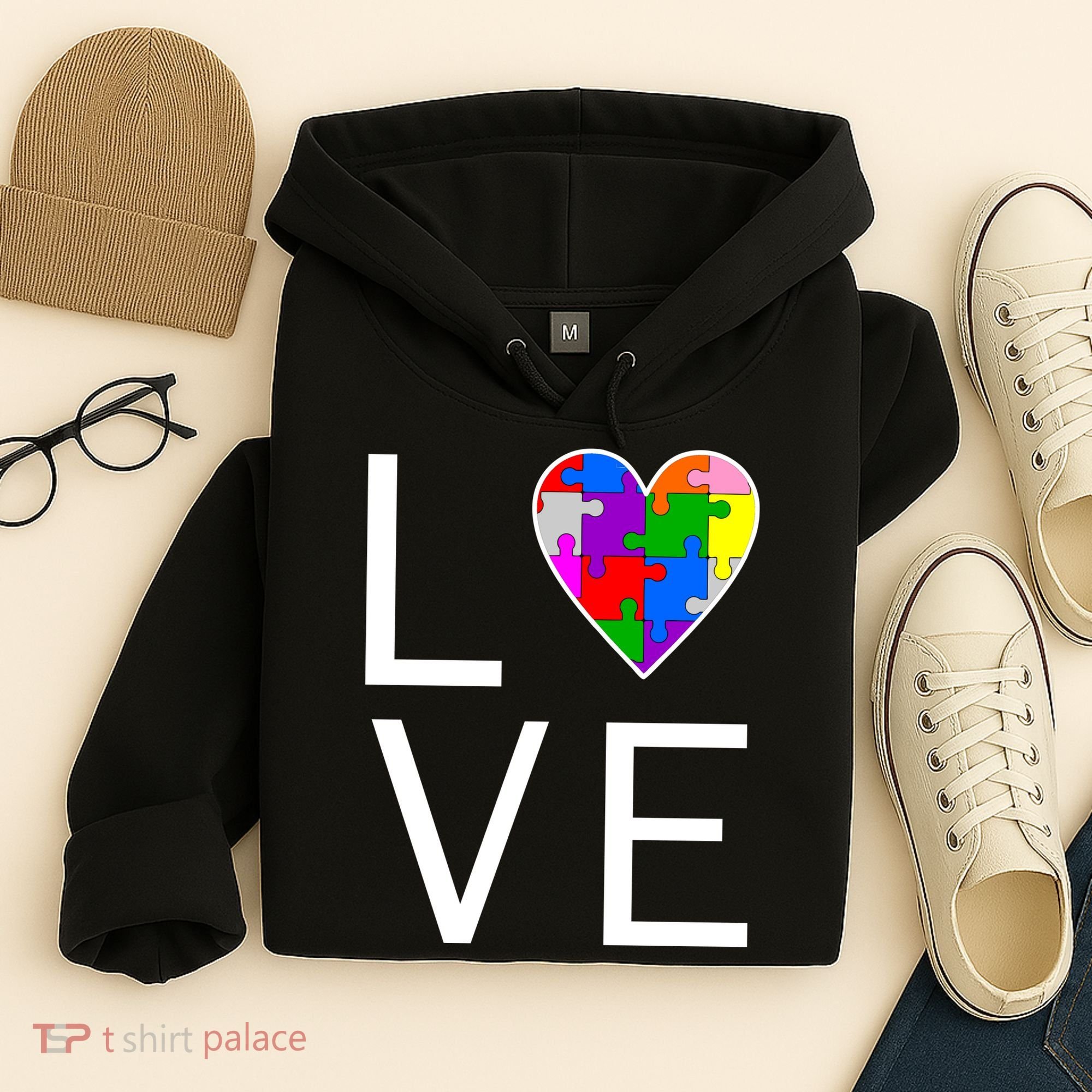 Love Autism Heart Puzzle Pieces Hoodie