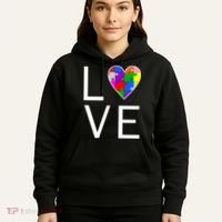 Love Autism Heart Puzzle Pieces Hoodie thumb 5