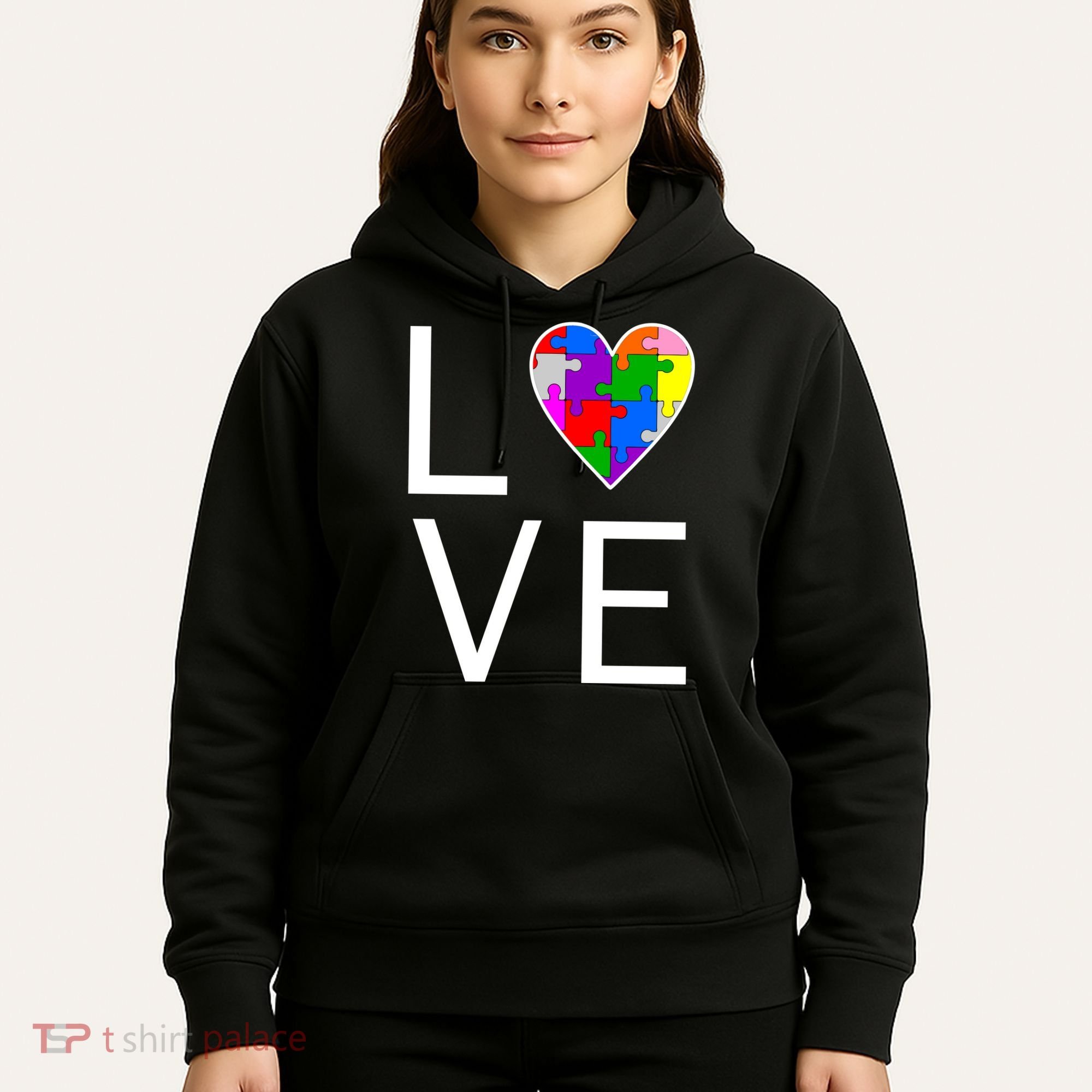 Love Autism Heart Puzzle Pieces Hoodie