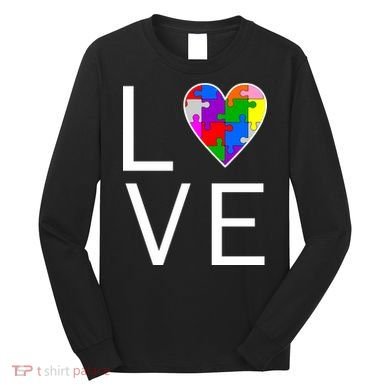 Love Autism Heart Puzzle Pieces Long Sleeve Shirt