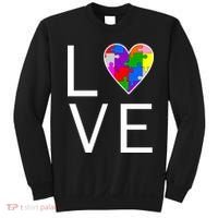Love Autism Heart Puzzle Pieces Sweatshirt thumb 0