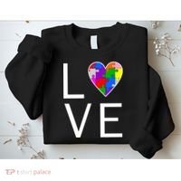 Love Autism Heart Puzzle Pieces Sweatshirt thumb 2