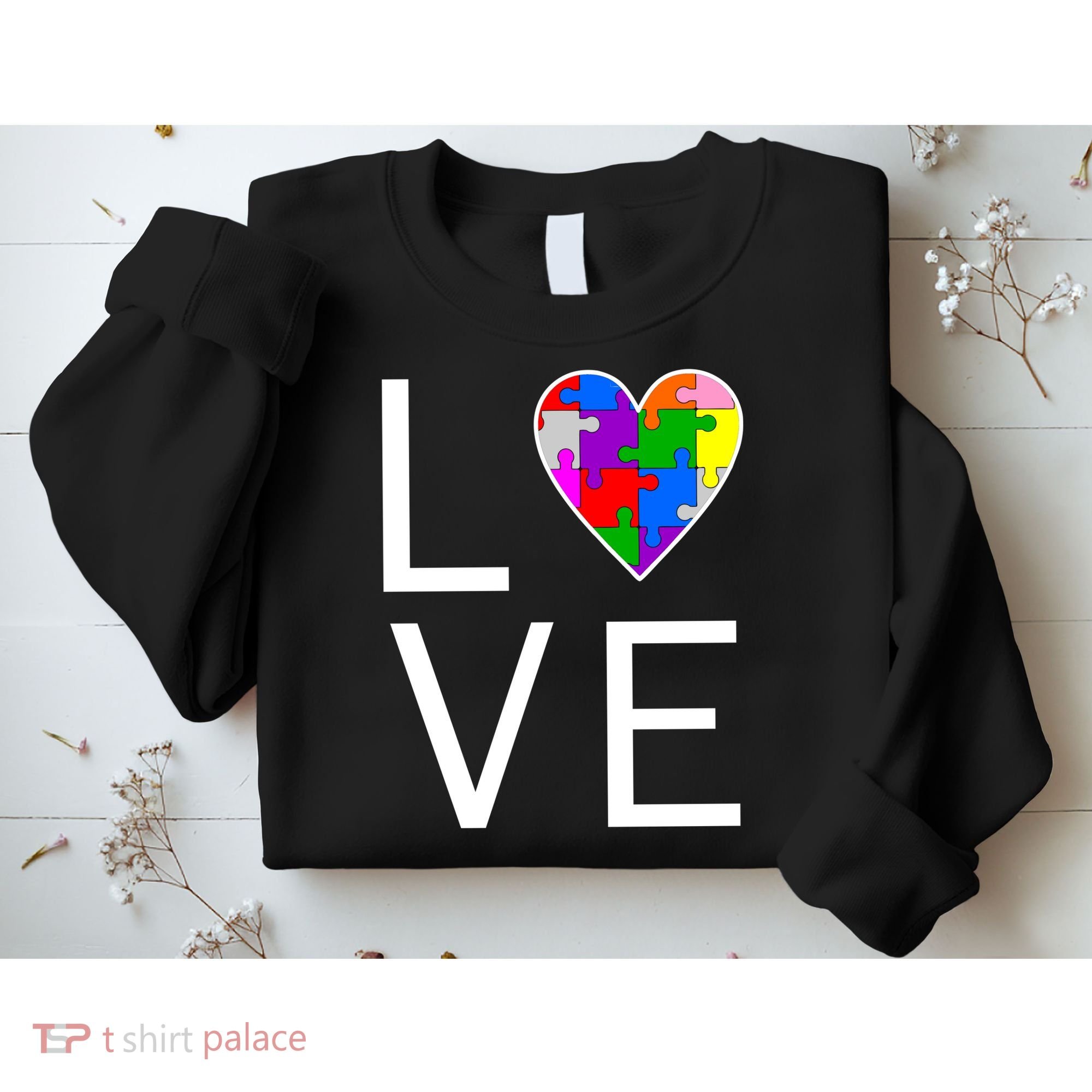 Love Autism Heart Puzzle Pieces Sweatshirt