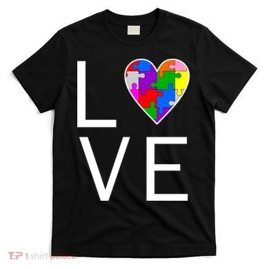 Love Autism Heart Puzzle Pieces T-Shirt