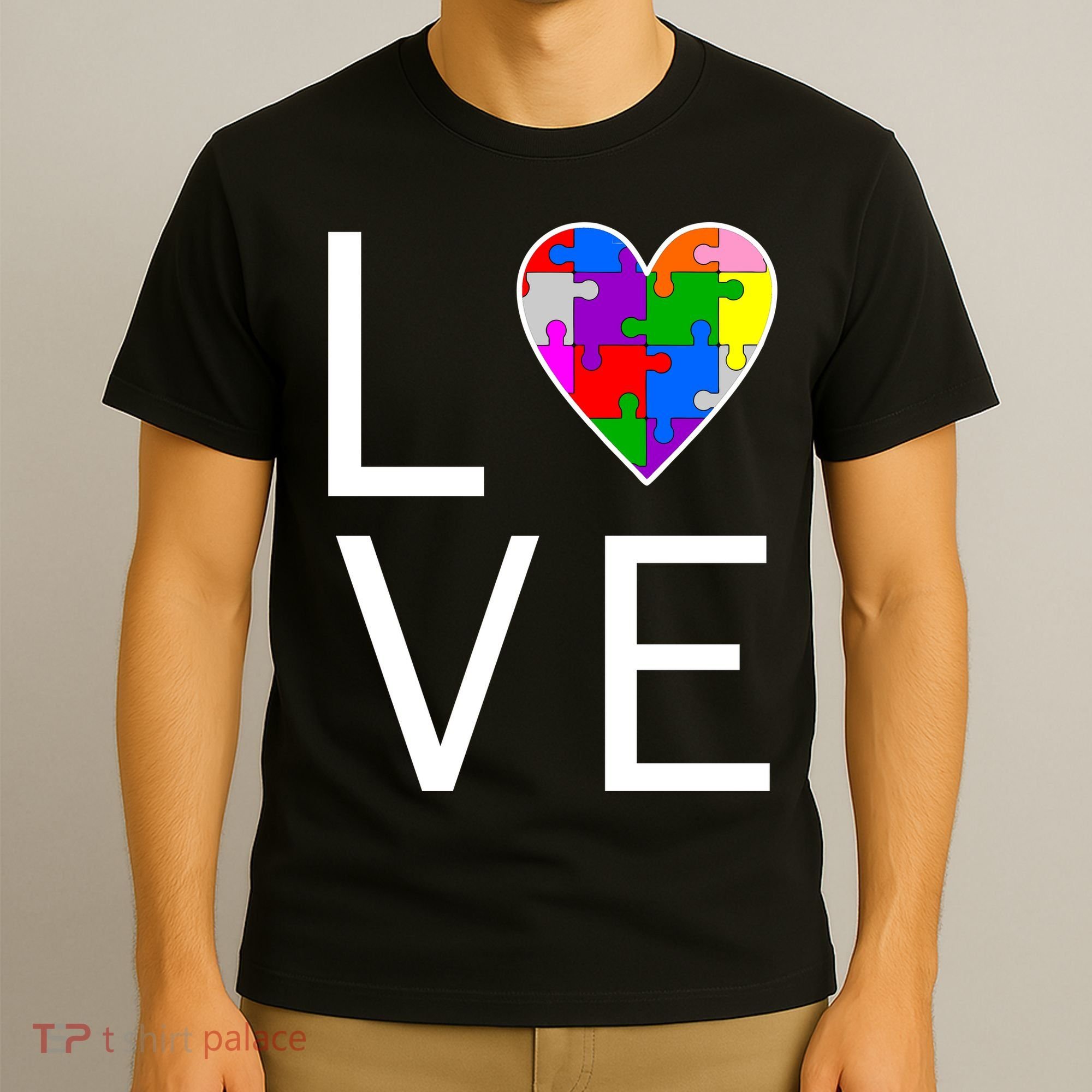 Love Autism Heart Puzzle Pieces T-Shirt