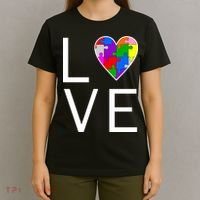 Love Autism Heart Puzzle Pieces T-Shirt thumb 4