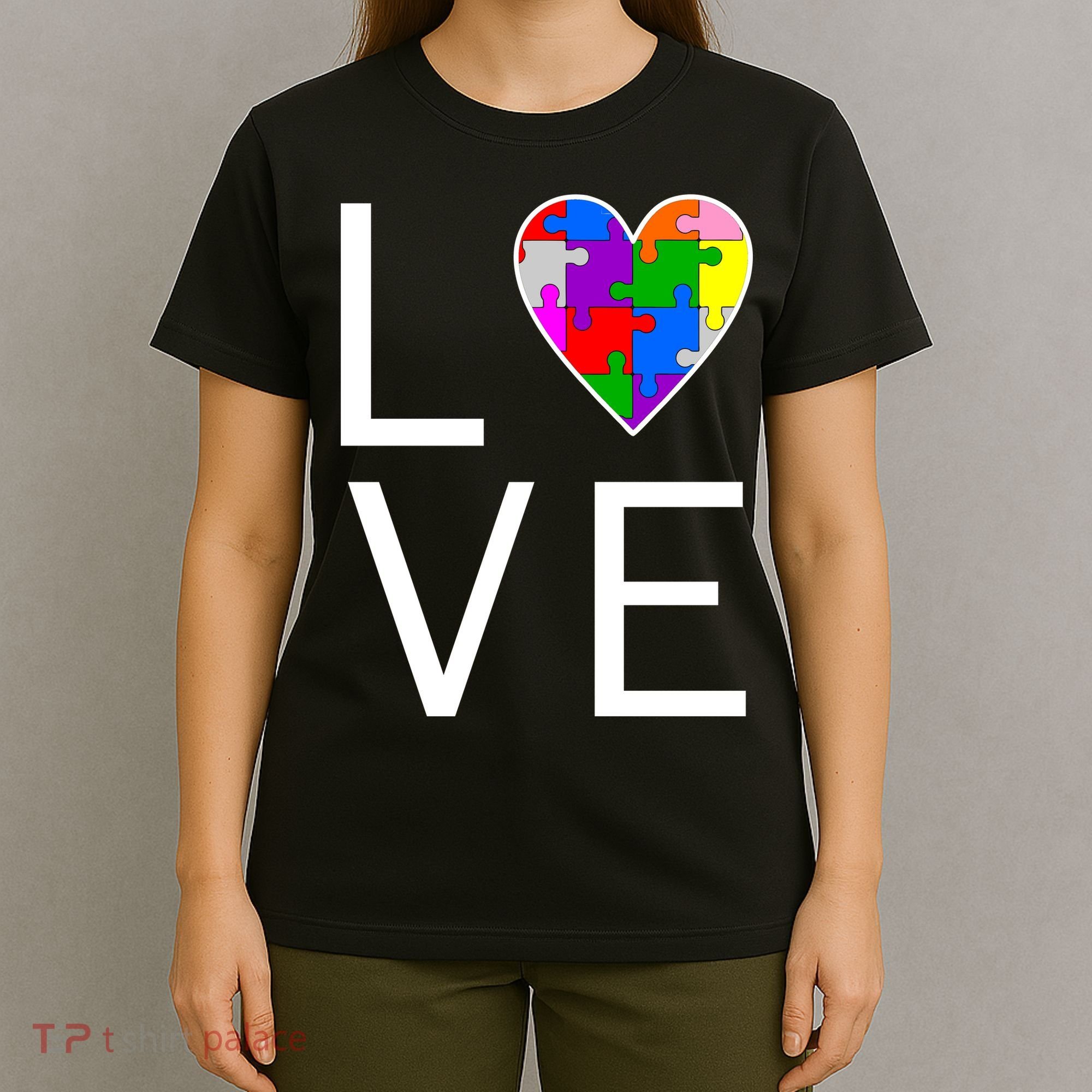 Love Autism Heart Puzzle Pieces T-Shirt