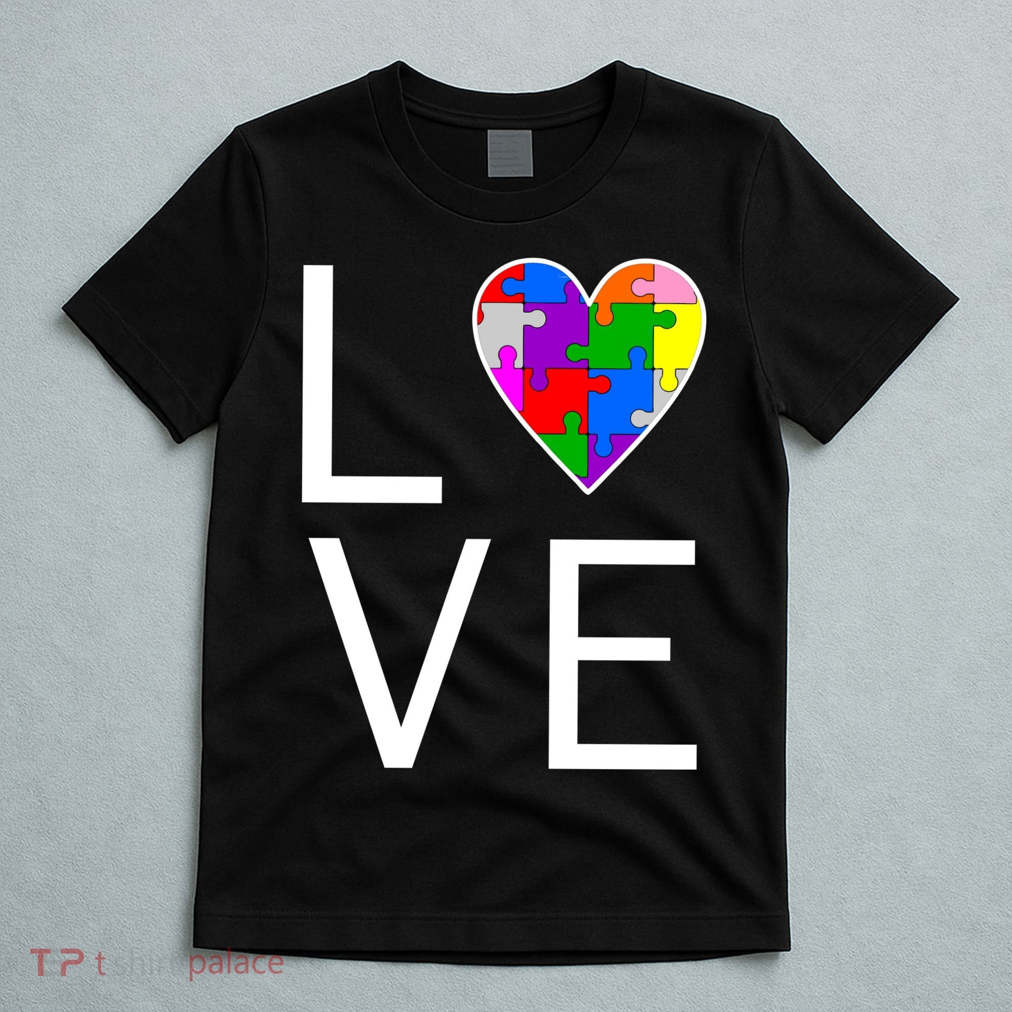 Love Autism Heart Puzzle Pieces T-Shirt