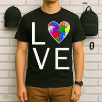 Love Autism Heart Puzzle Pieces T-Shirt thumb 6