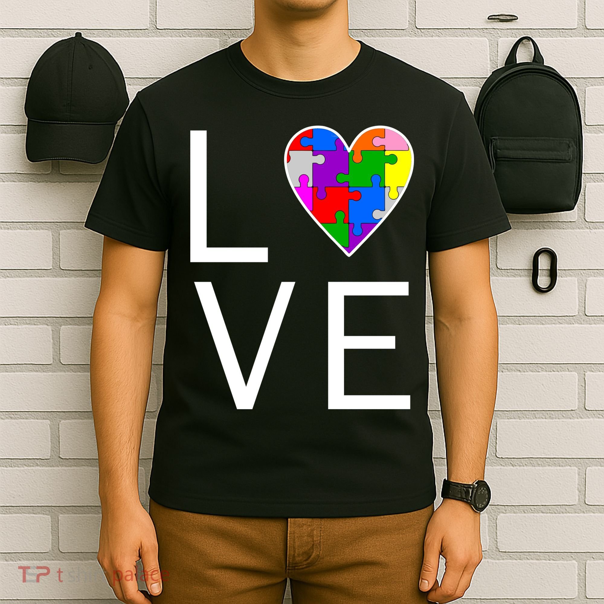 Love Autism Heart Puzzle Pieces T-Shirt