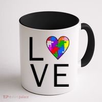 Love Autism Heart Puzzle Pieces Coffee Mug thumb 1