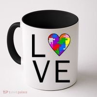Love Autism Heart Puzzle Pieces Coffee Mug thumb 0