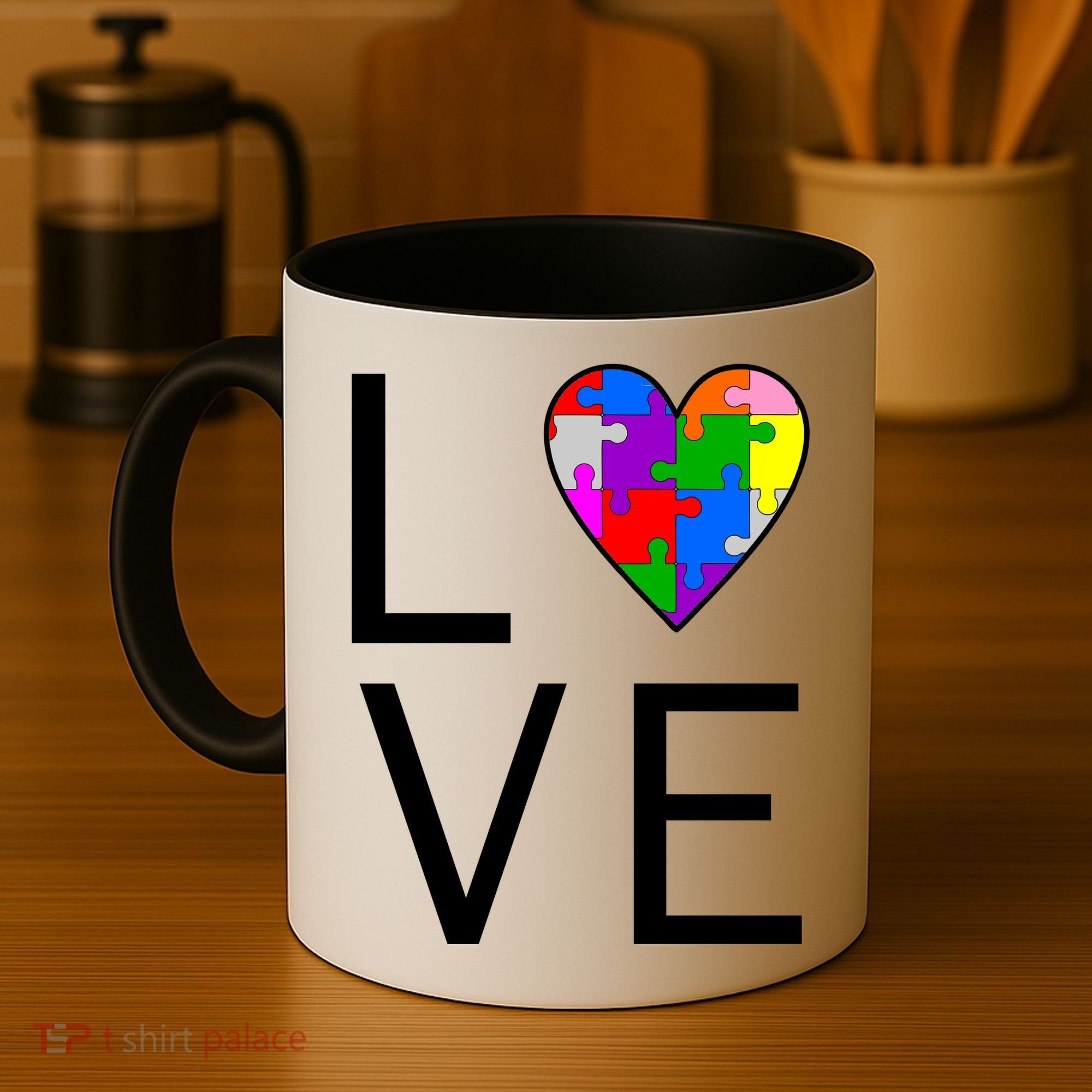 Love Autism Heart Puzzle Pieces Coffee Mug