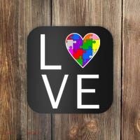 Love Autism Heart Puzzle Pieces Coaster thumb 0