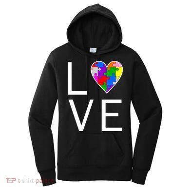 Love Autism Heart Puzzle Pieces Women's Hoodie