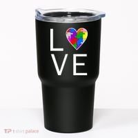Love Autism Heart Puzzle Pieces Tumbler thumb 0