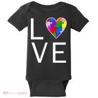 Love Autism Heart Puzzle Pieces Baby Bodysuit thumb 0