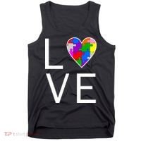 Love Autism Heart Puzzle Pieces Tank Top thumb 0