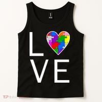 Love Autism Heart Puzzle Pieces Tank Top thumb 2