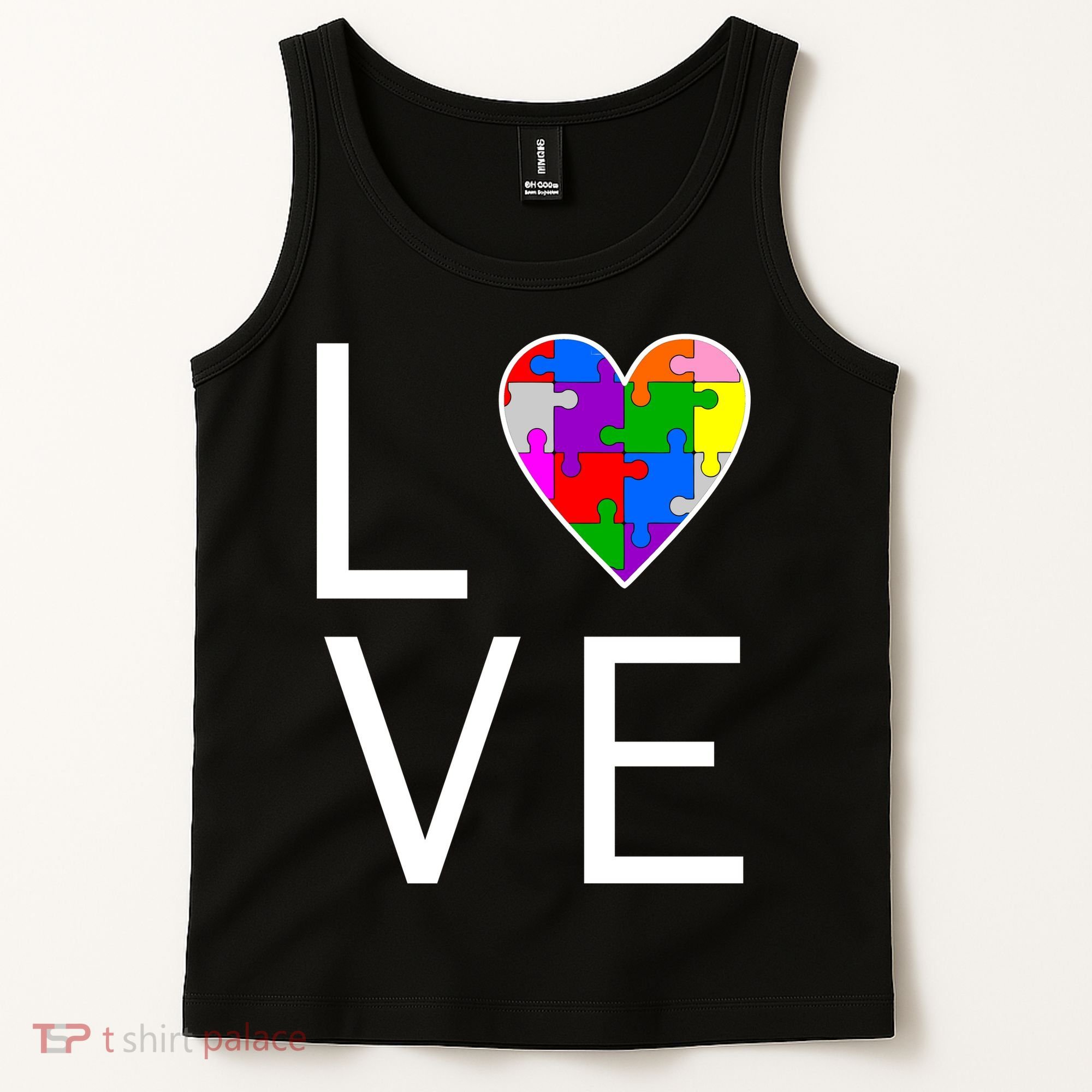 Love Autism Heart Puzzle Pieces Tank Top