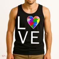 Love Autism Heart Puzzle Pieces Tank Top thumb 3