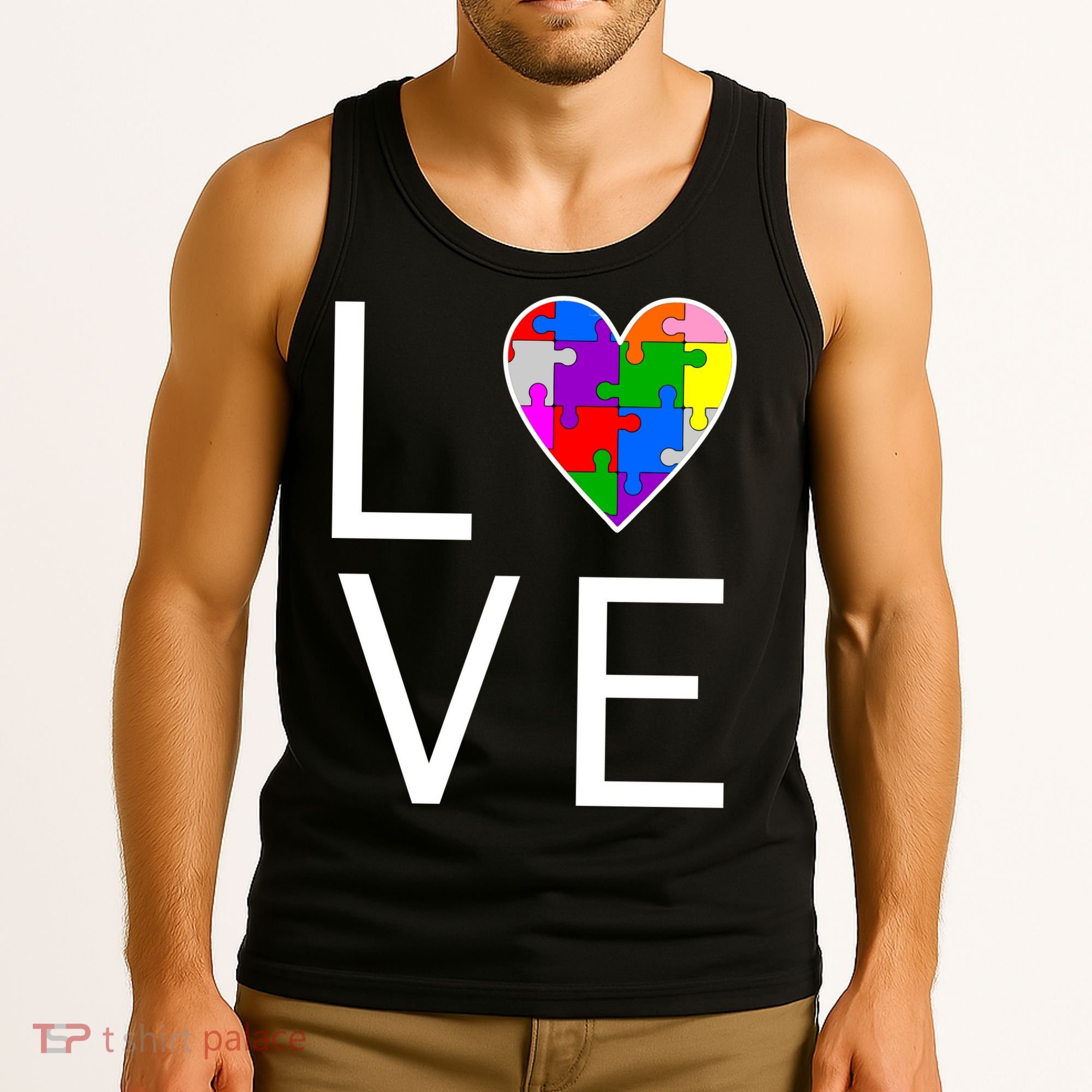 Love Autism Heart Puzzle Pieces Tank Top