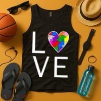 Love Autism Heart Puzzle Pieces Tank Top thumb 4