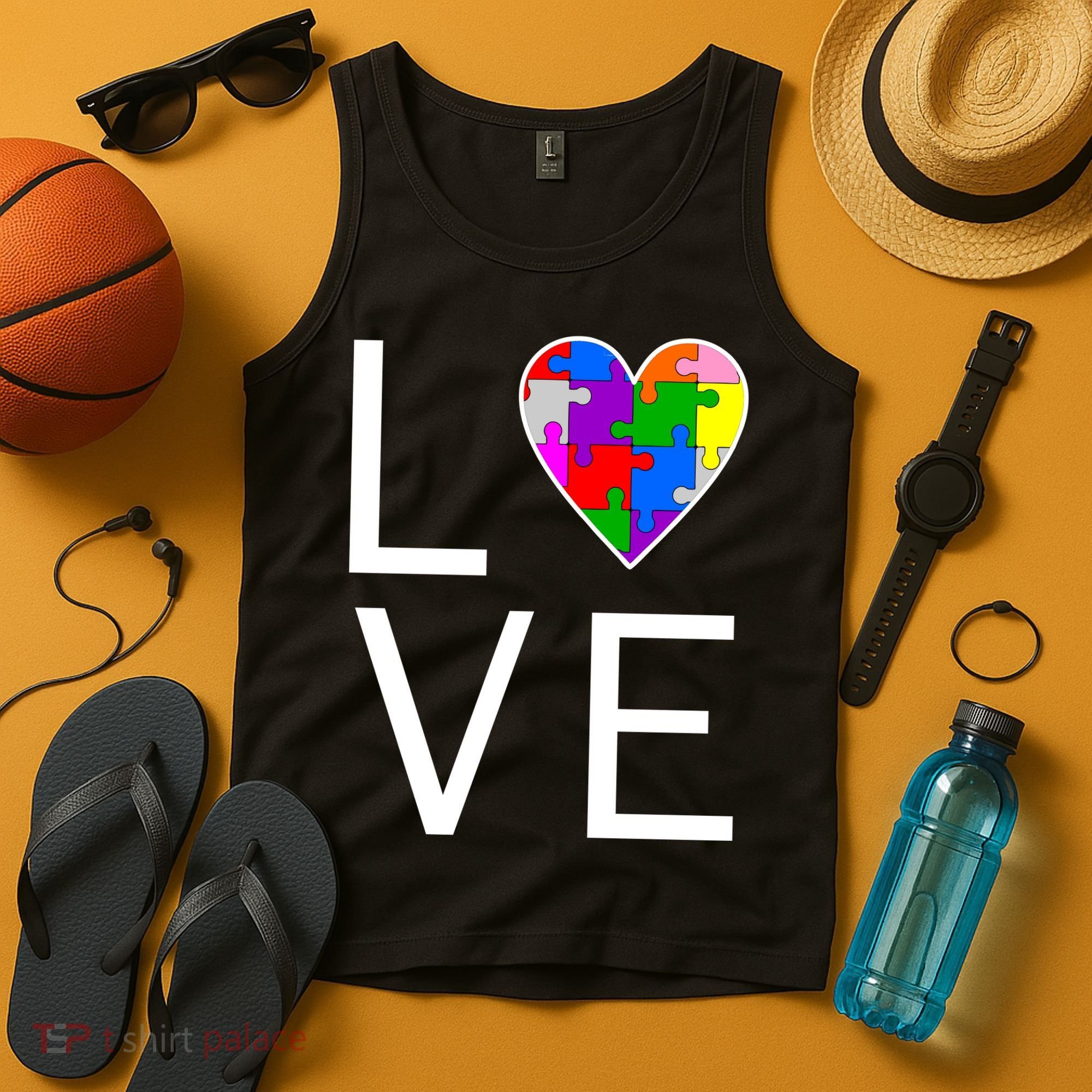 Love Autism Heart Puzzle Pieces Tank Top