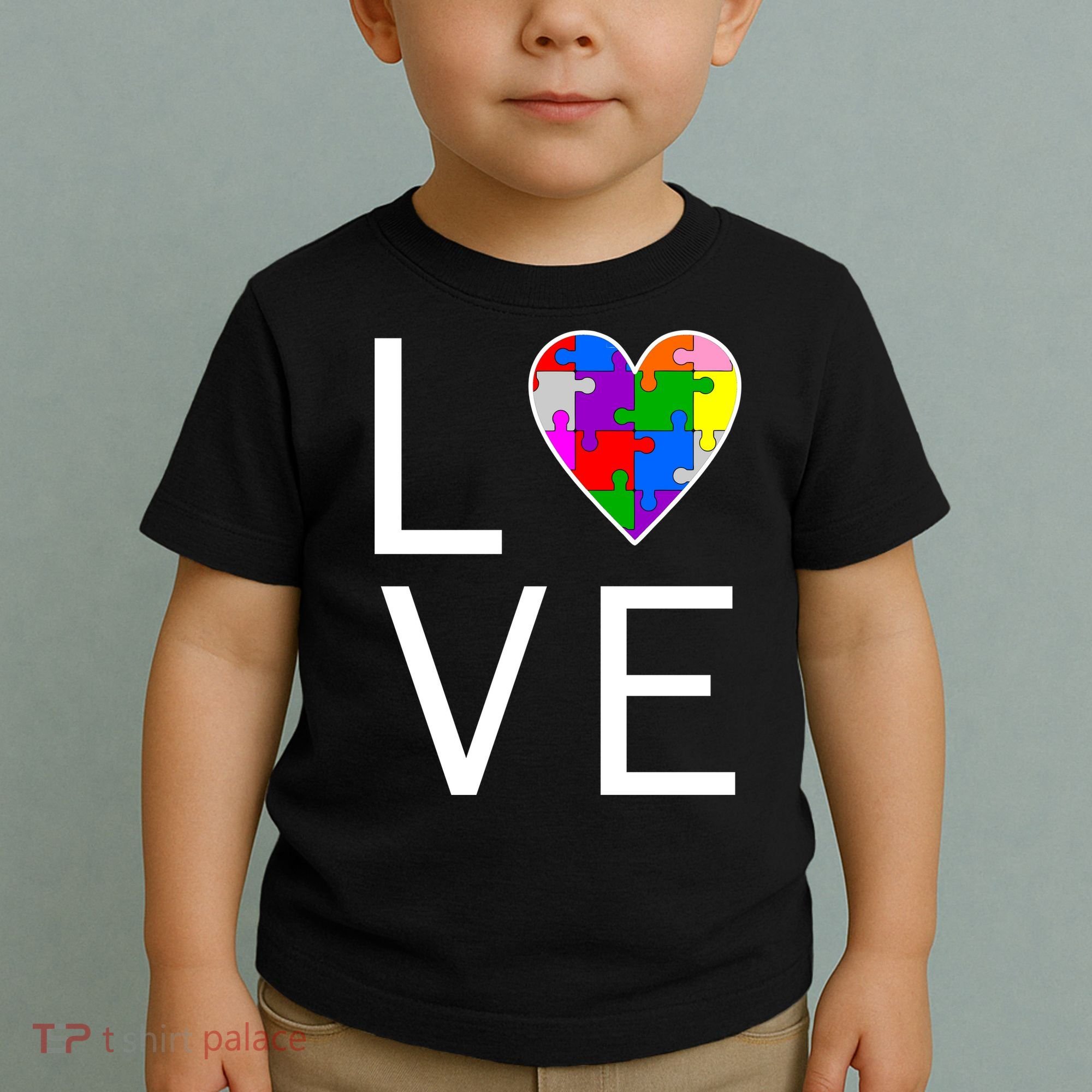 Love Autism Heart Puzzle Pieces Toddler T-Shirt