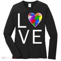 Love Autism Heart Puzzle Pieces Women's Long Sleeve Shirt thumb 0