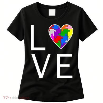 Love Autism Heart Puzzle Pieces Women's T-Shirt