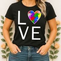 Love Autism Heart Puzzle Pieces Women's T-Shirt thumb 2