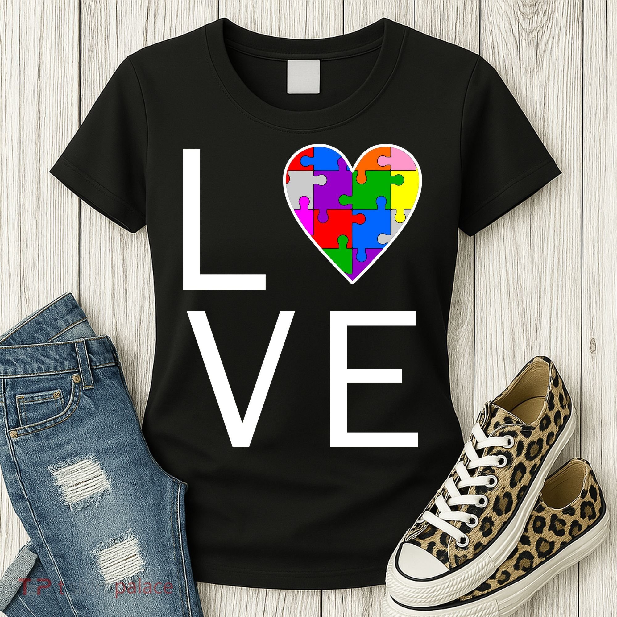 Love Autism Heart Puzzle Pieces Women's T-Shirt