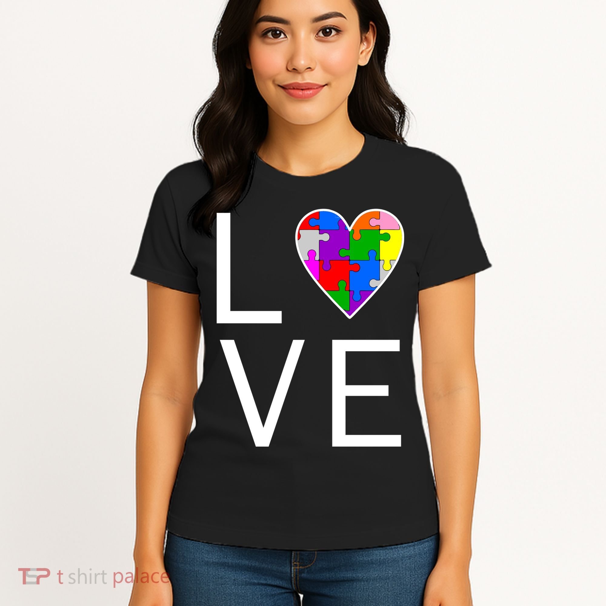 Love Autism Heart Puzzle Pieces Women's T-Shirt