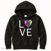 Love Autism Heart Puzzle Pieces Kids Hoodie thumb 0