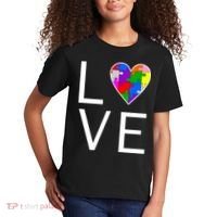 Love Autism Heart Puzzle Pieces Kids T-Shirt thumb 2