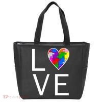 Love Autism Heart Puzzle Pieces Tote Bag thumb 0