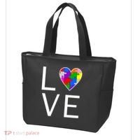Love Autism Heart Puzzle Pieces Tote Bag thumb 3