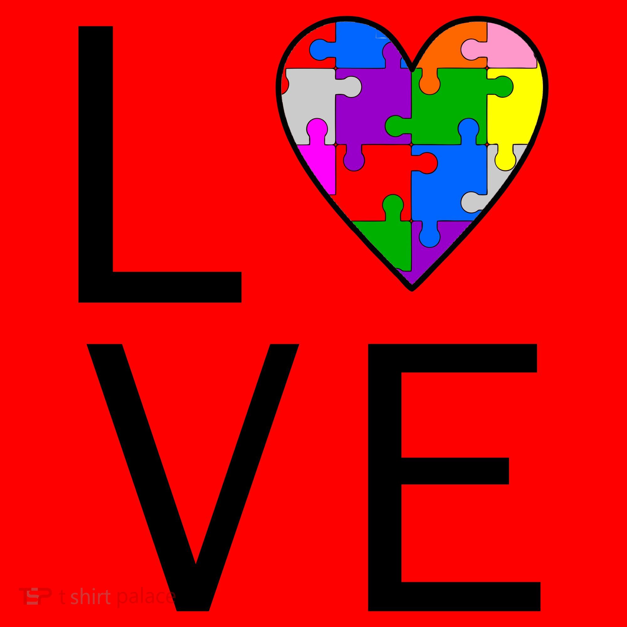 Love Autism Heart Puzzle Pieces Santa Hat