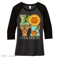 Love Autumn Fall #Teacher Life Women's Tri-Blend 3/4-Sleeve Raglan Shirt thumb 0