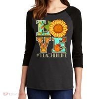 Love Autumn Fall #Teacher Life Women's Tri-Blend 3/4-Sleeve Raglan Shirt thumb 2
