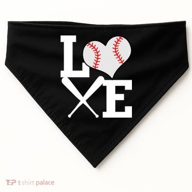 Love Baseball Heart Graphic USA-Made Doggie Bandana