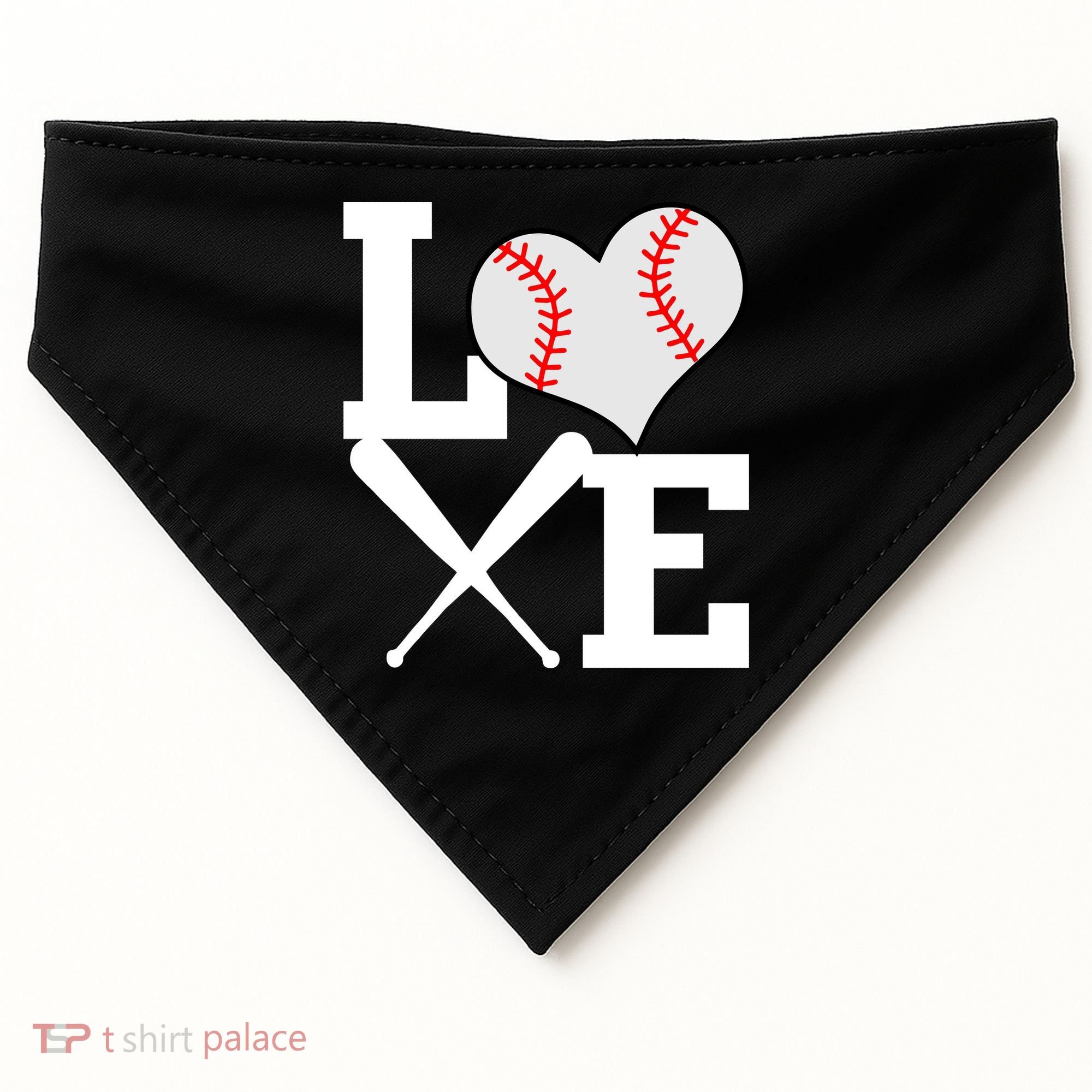 Love Baseball Heart Graphic USA-Made Doggie Bandana