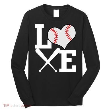 Love Baseball Heart Graphic Long Sleeve Shirt
