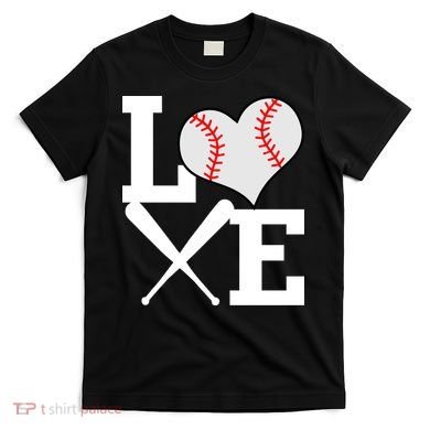 Love Baseball Heart Graphic T-Shirt