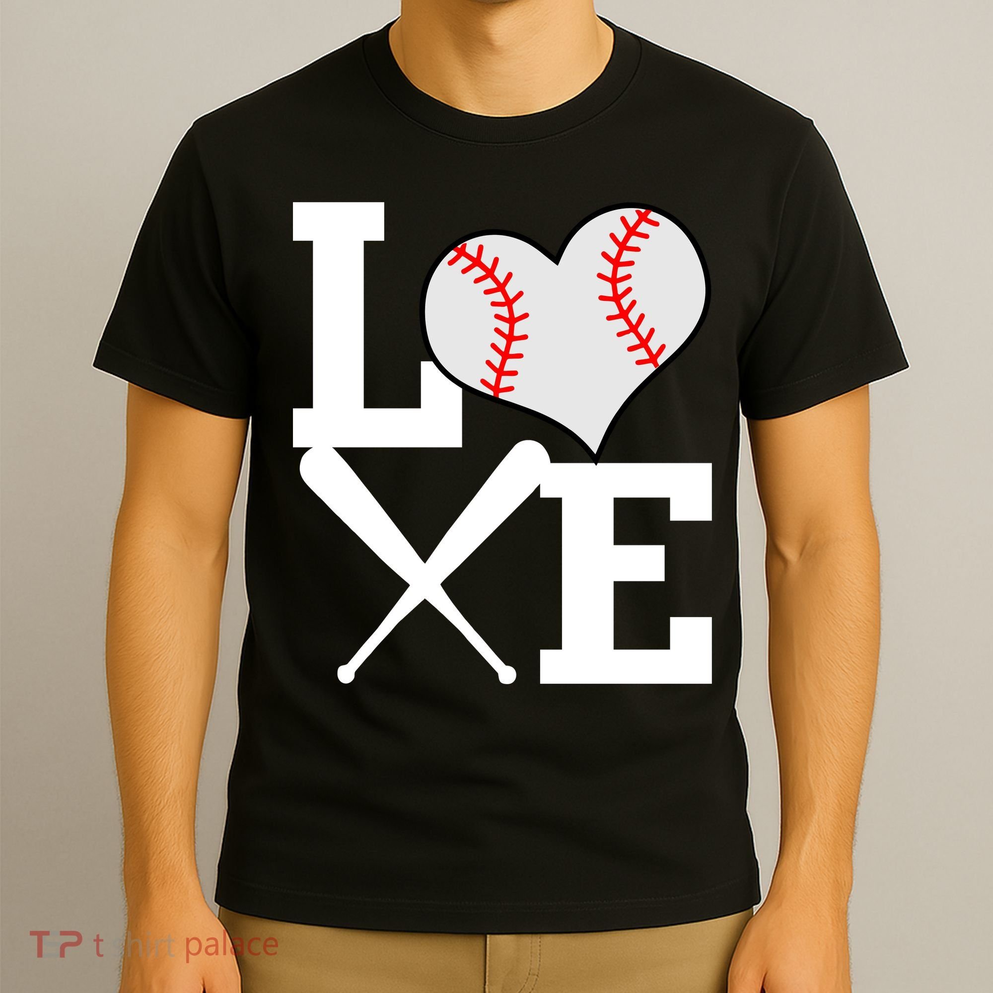 Love Baseball Heart Graphic T-Shirt