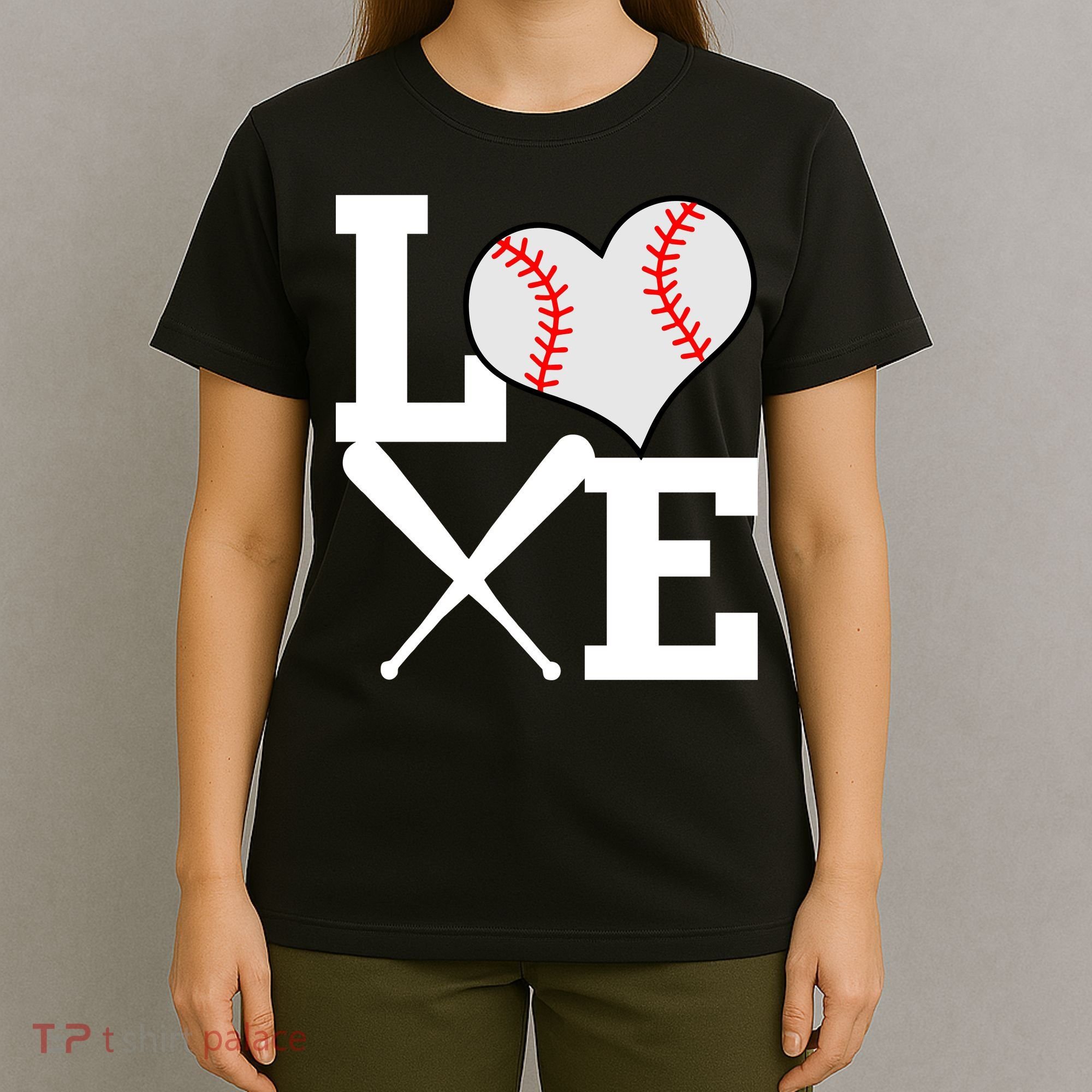 Love Baseball Heart Graphic T-Shirt
