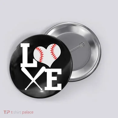 Love Baseball Heart Graphic Button
