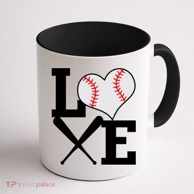 Love Baseball Heart Graphic Coffee Mug back